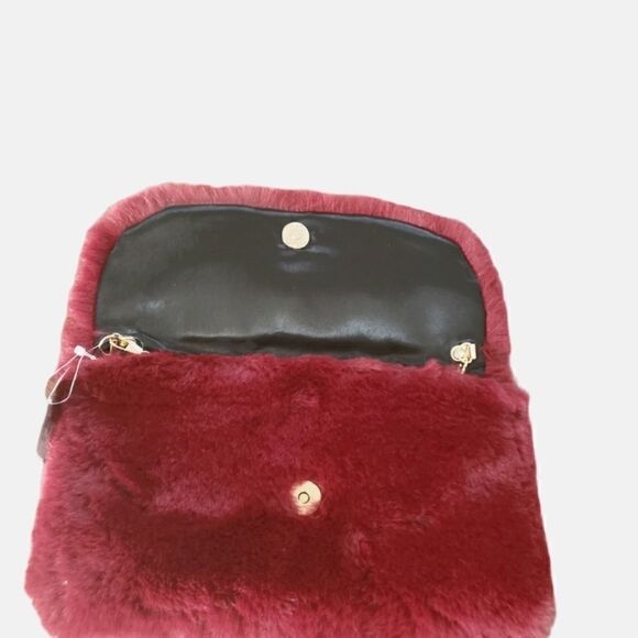 Windsor Burgundy Faux Furry Versatile Clutch - Picture 8 of 12